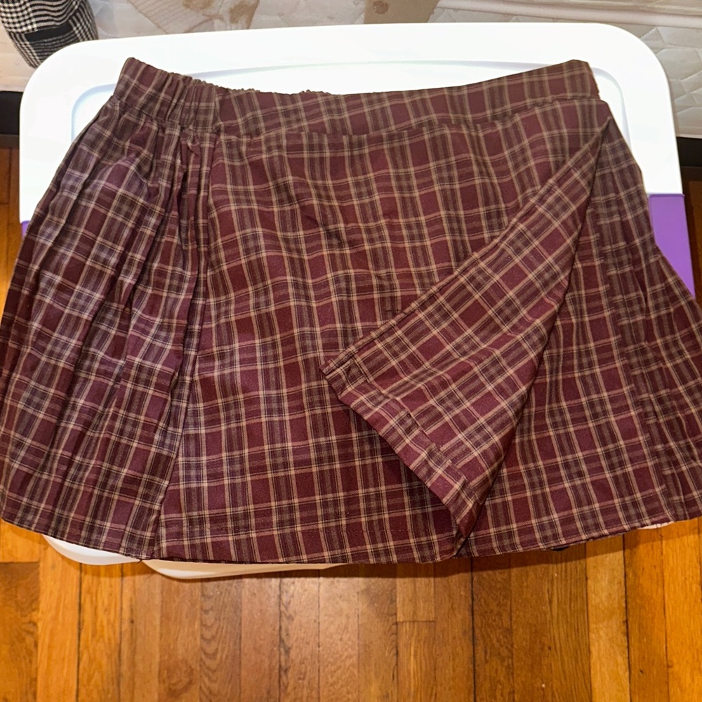 Wild Fable Plaid Skirt Burgundy